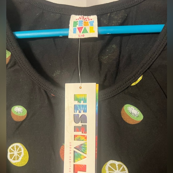 Men’s Festival tank top. Black with fun fruit pattern. Size large. NWT - Picture 4 of 4